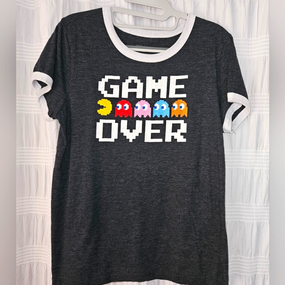 💵3/$20 PAC-MAN Dark Heathered Grey T-Shirt Size Medium